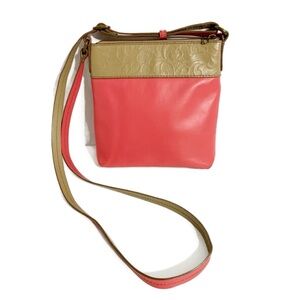 Jim Shore Leather Floral Embossed Design Crossbody Bag Two Toned Fully Lined